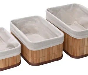 Jogo 3 Cestos Organizadores de Bambu